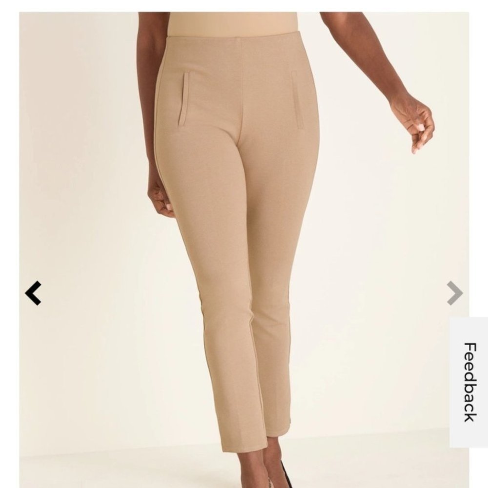 Chico’s pants Juliet Ankle Pant ponte knit skinny so slimming tan nude 10 new